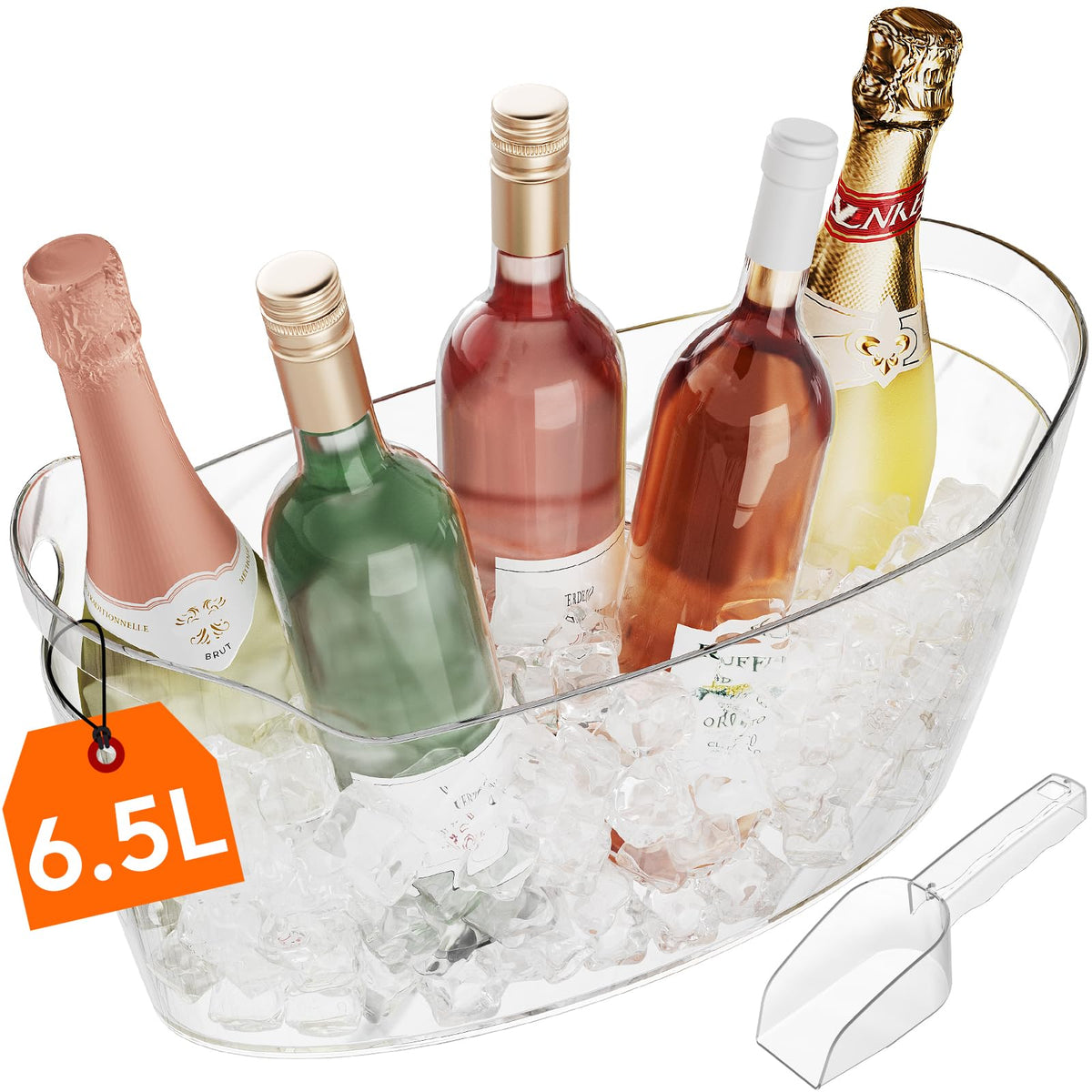 Lifewit large 6.5L ice bucket with transparent design for quick content checks