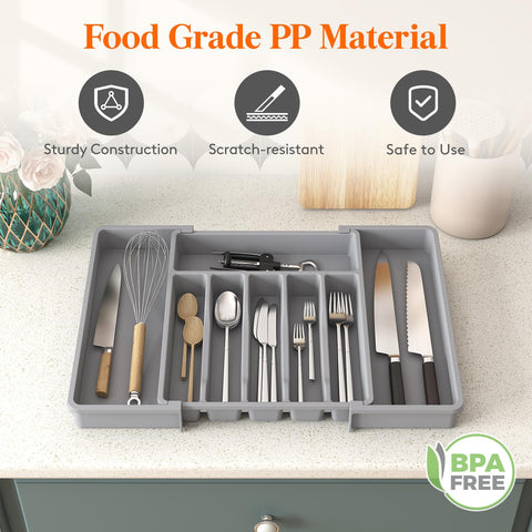 Lifewit large gray kitchen organizer fits spacious drawers with modern look.