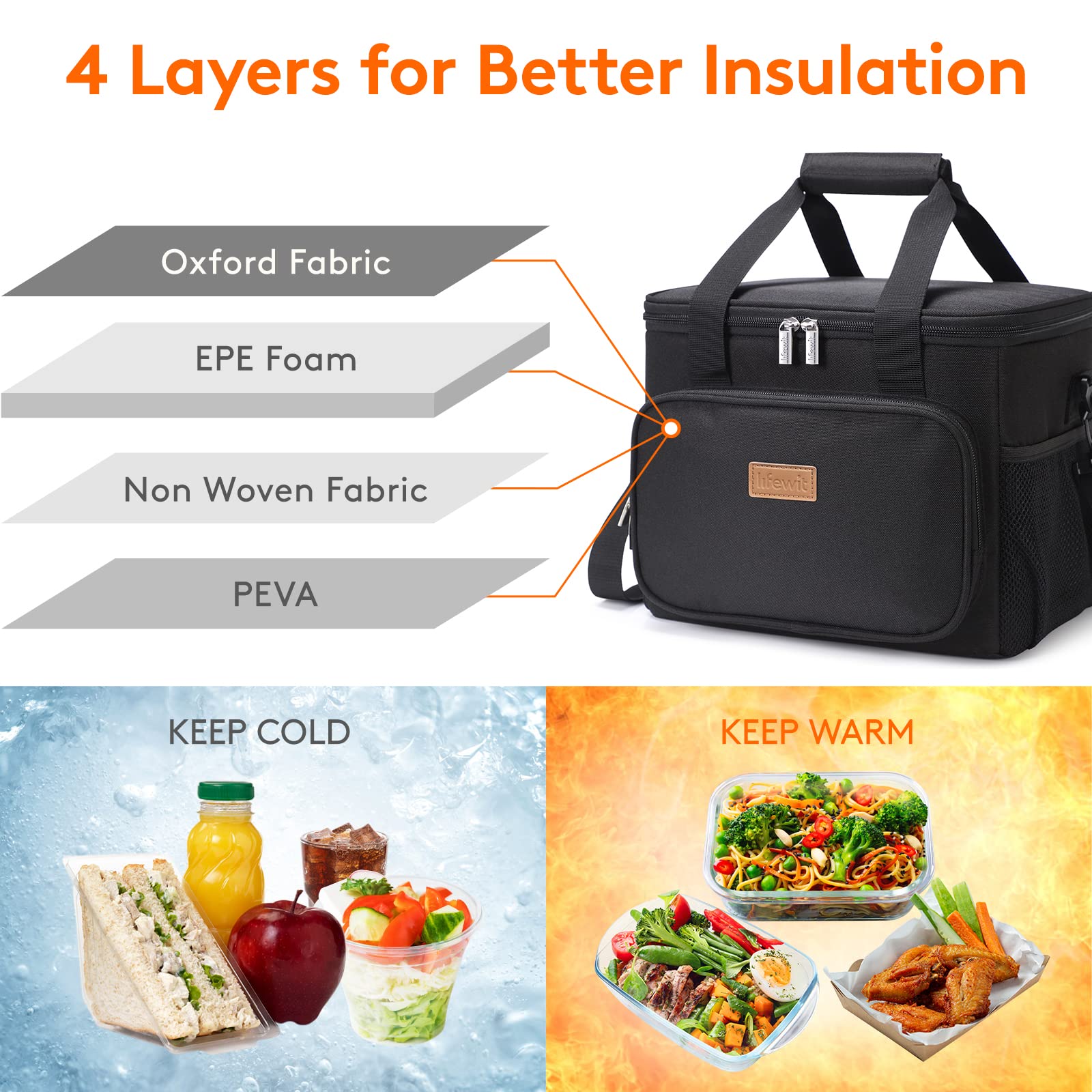 Lifewit lunch bag showing 24-can capacity for on-the-go meals