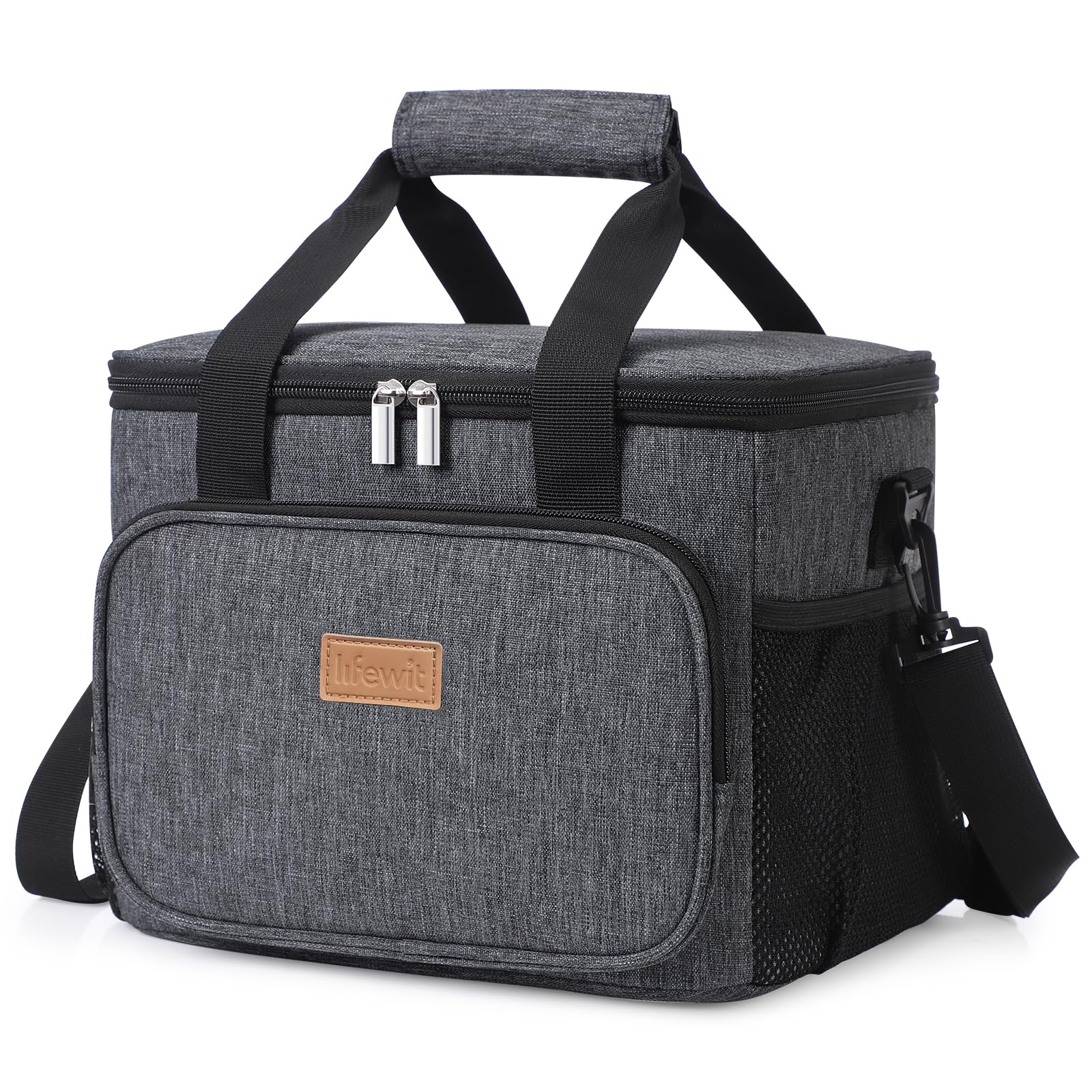 Lifewit large lunch bag insulated front lid with two-way zipper for easy packing