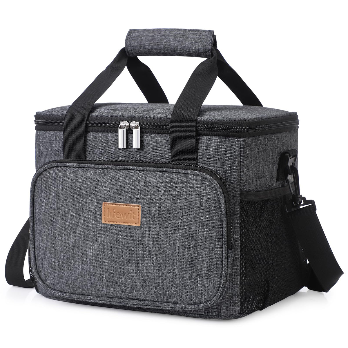 Lifewit large lunch bag insulated front lid with two-way zipper for easy packing