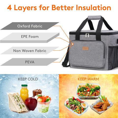 Lifewit large lunch bag insulated interior keeps meals fresh for hours during work or travel.