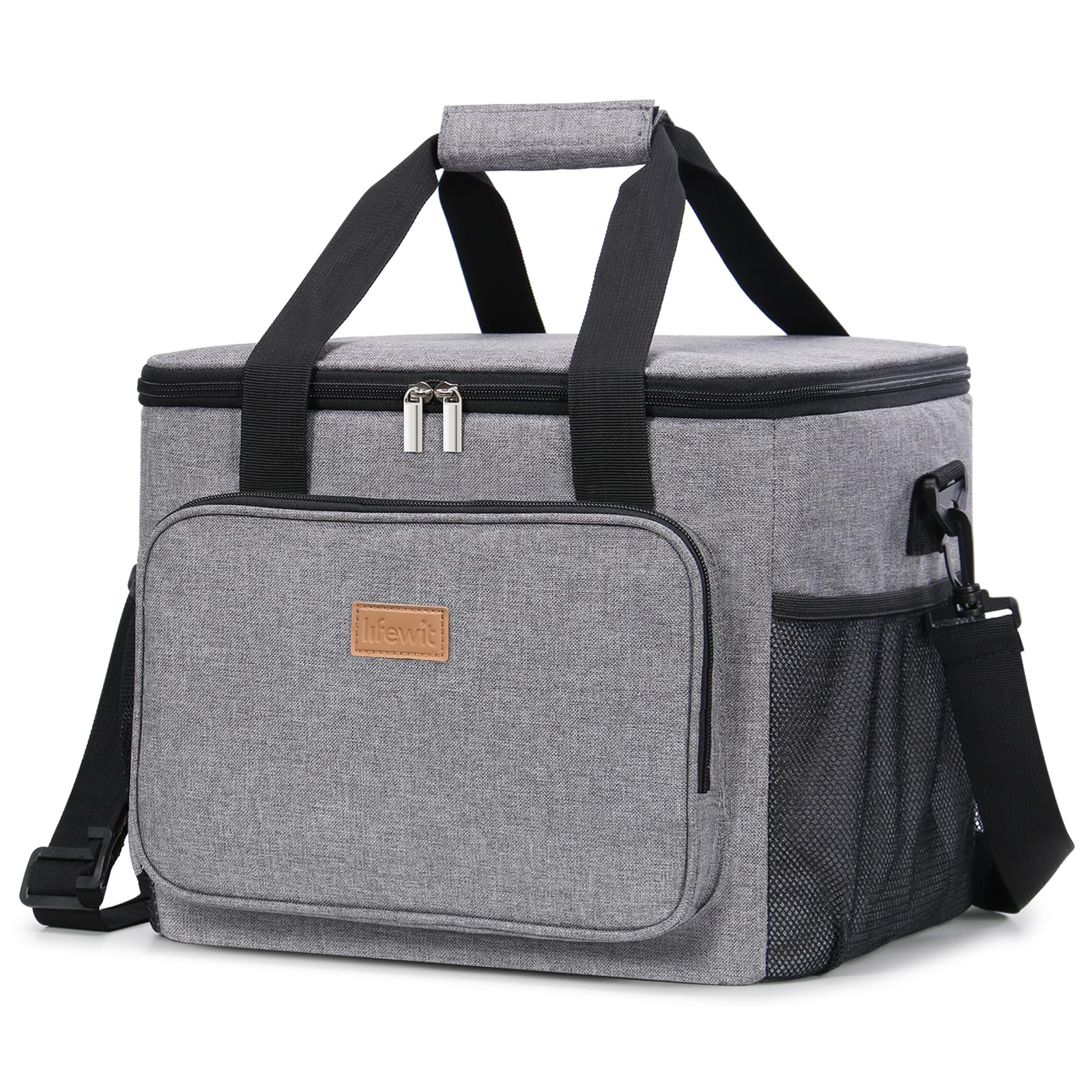 Lifewit large lunch bag with open lid showing spacious interior for easy packing.