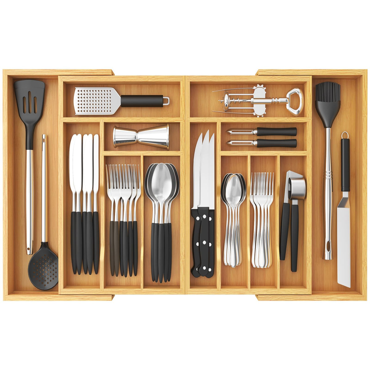 Lifewit large silverware drawer organizer expanded to fit bigger drawers