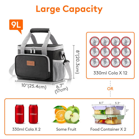 Lifewit lunch bag 9L capacity suitable for meals and drinks