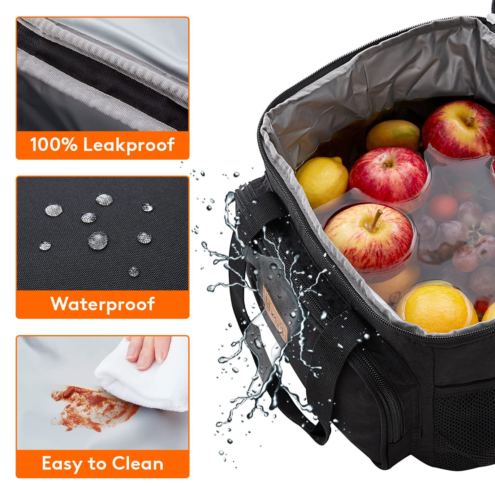 Lifewit lunch bag front pocket storing keys and earbuds
