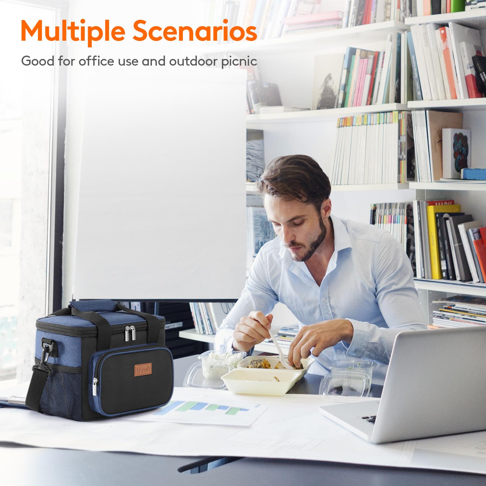 Lifewit lunch bag with shoulder strap offers hands free transport.