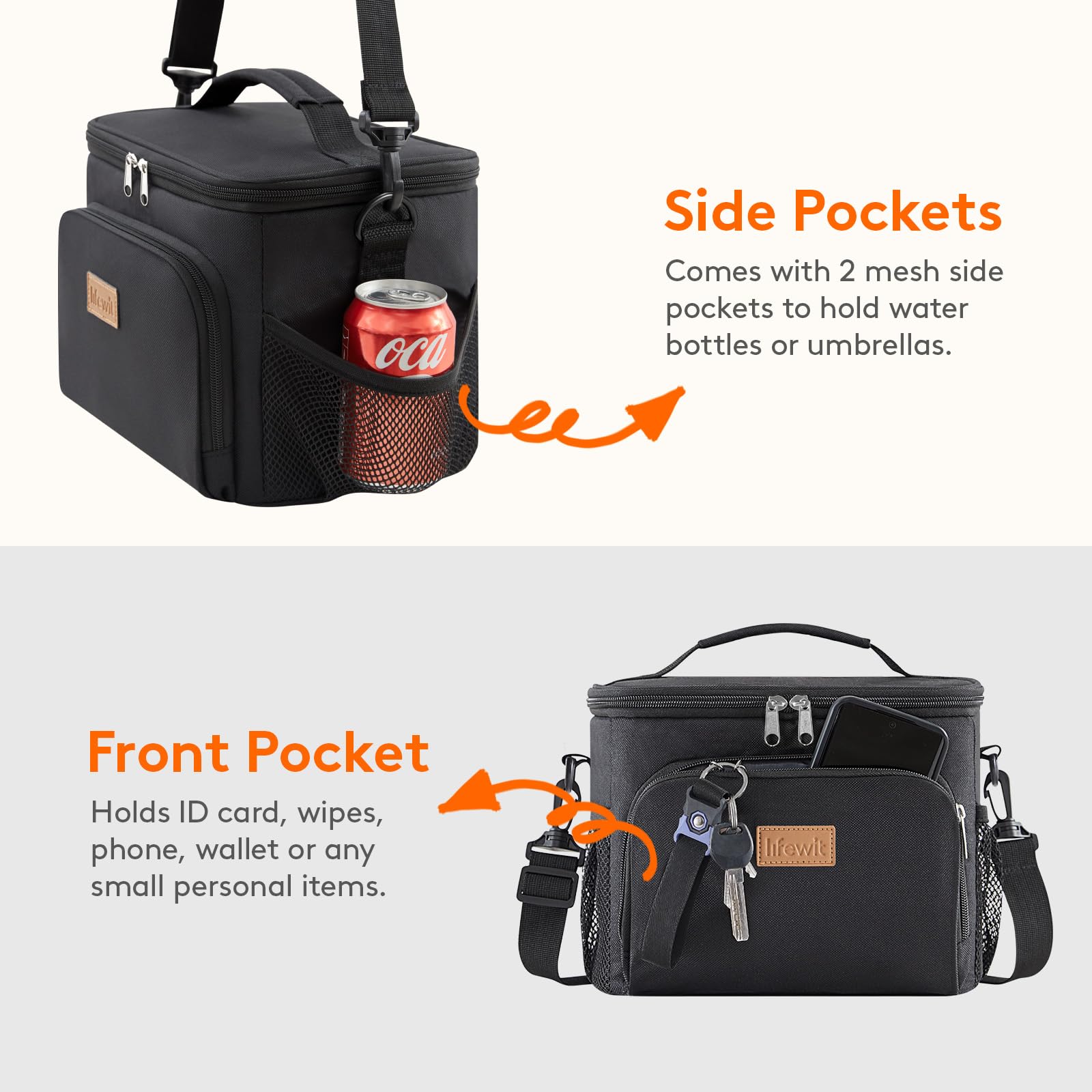 Lifewit lunch bag side pockets keep snacks handy