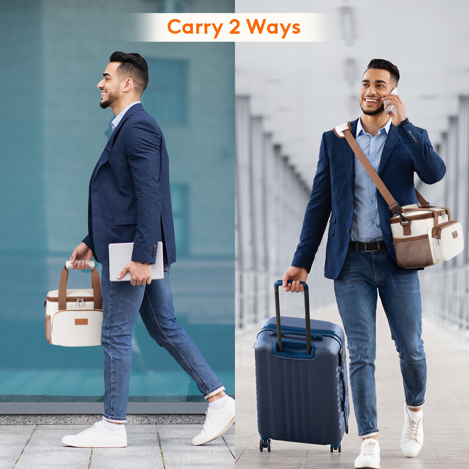 Lifewit lunch bag beige shoulder strap offers easy carrying.