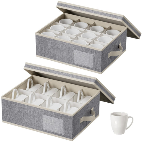 Lifewit mug storage front view shows organized 12-compartment layout for mug transport.