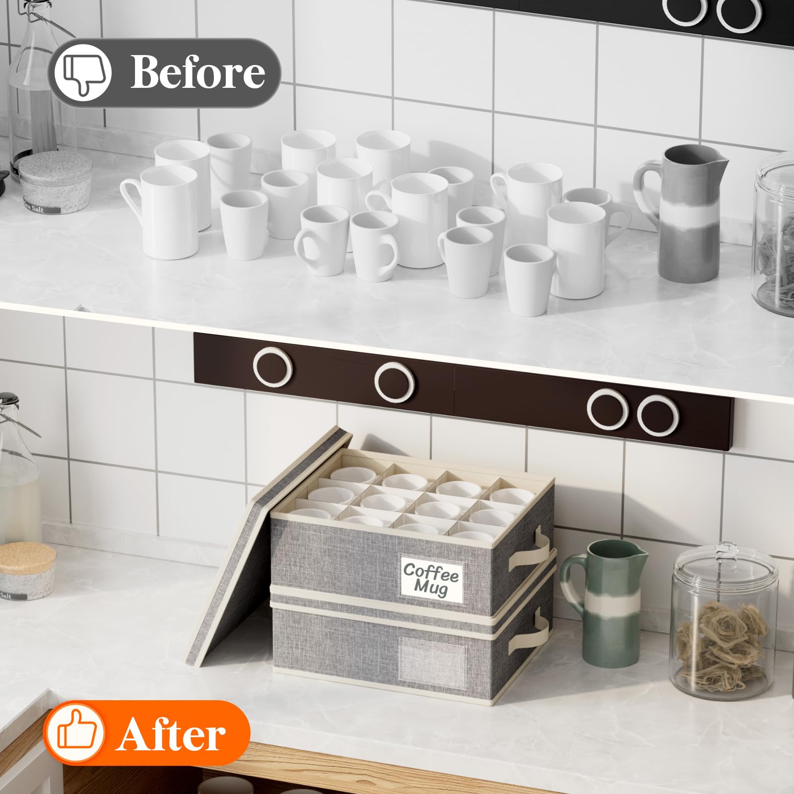 Lifewit mug storage side handles allow easy lifting.