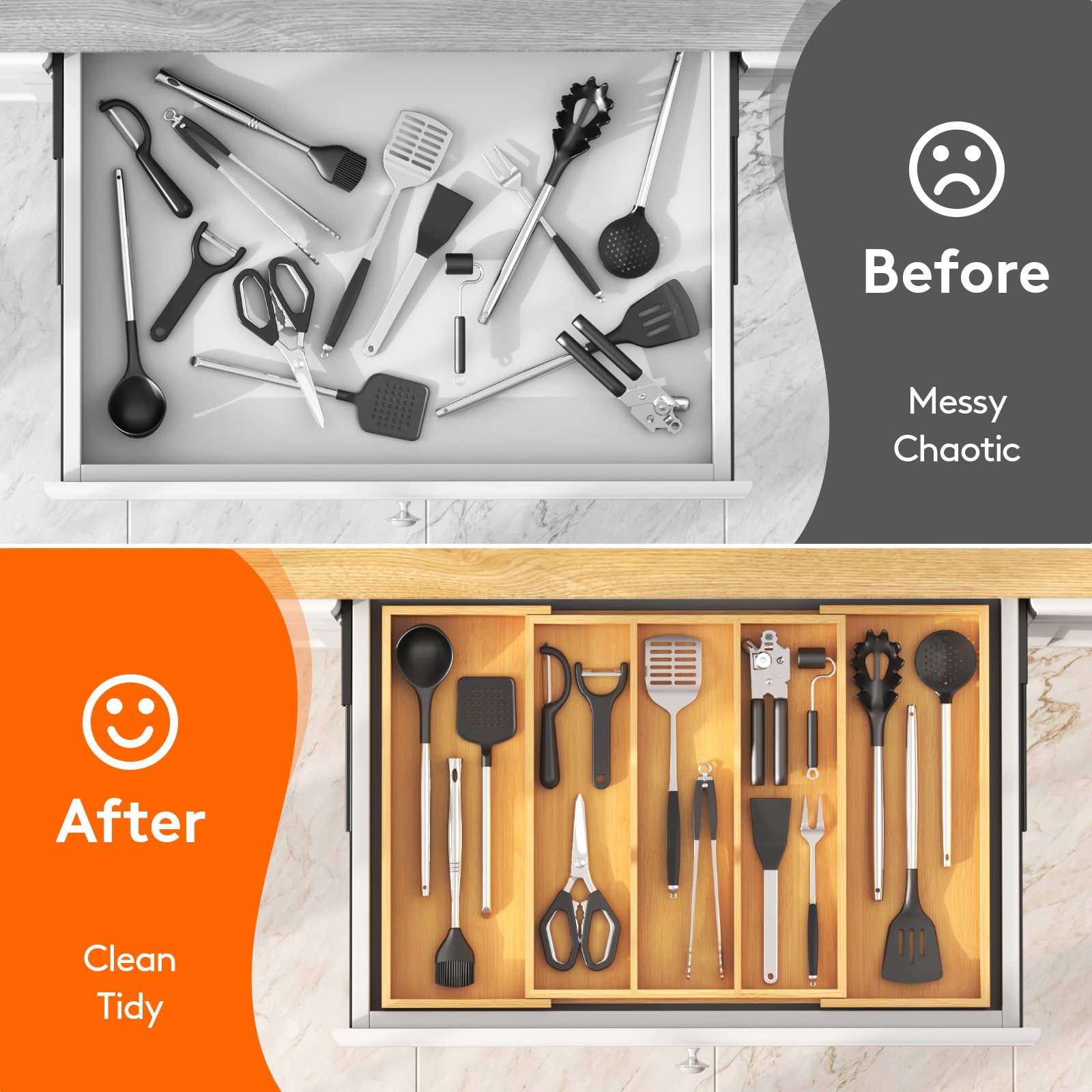 Lifewit natural bamboo tone complements many kitchen decors.
