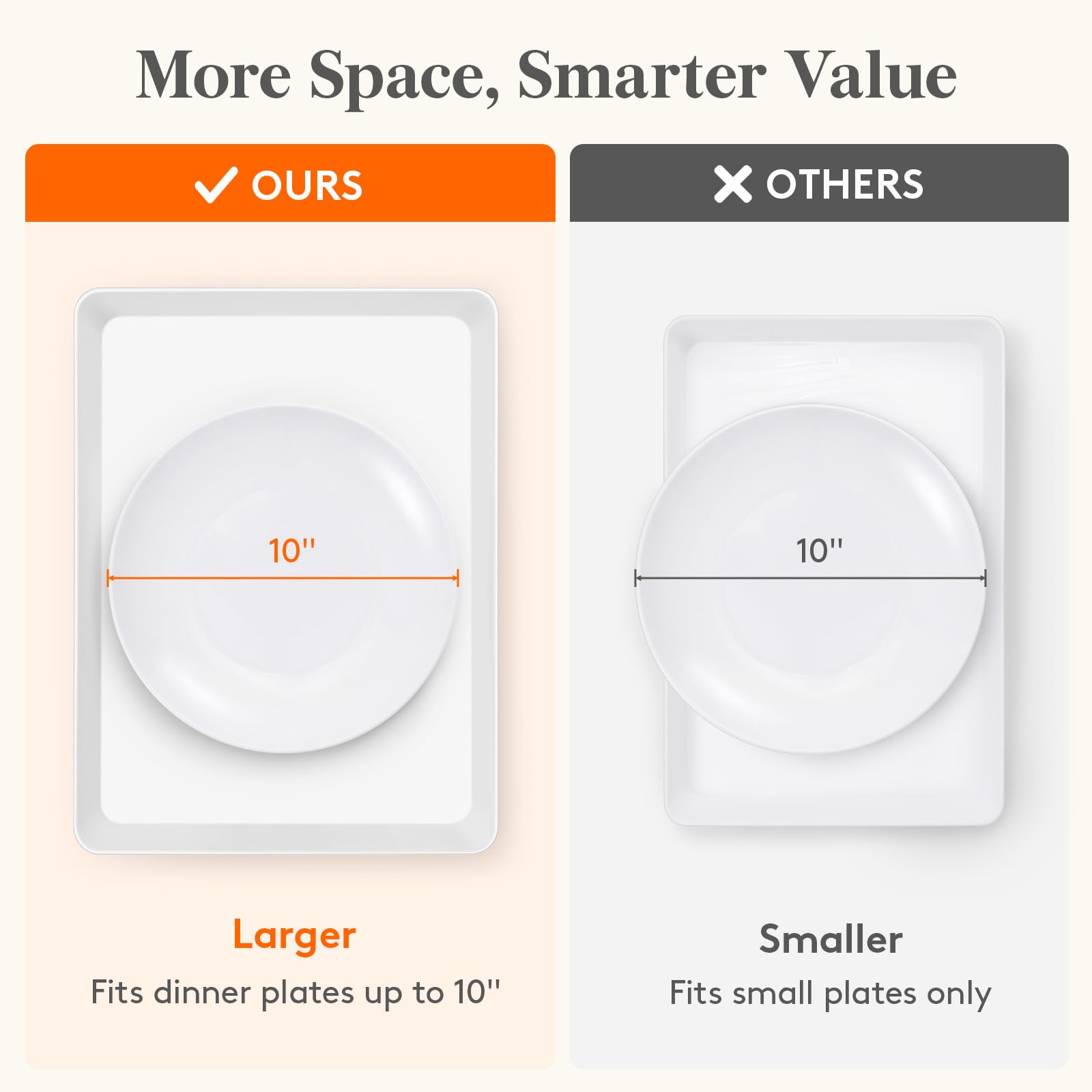 Lifewit stackable white rectangular platters for party storage