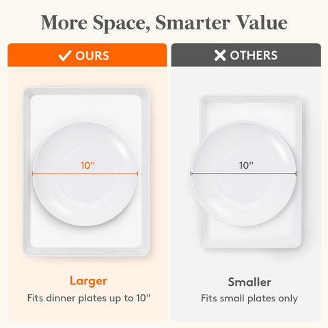 Lifewit stackable white rectangular platters for party storage