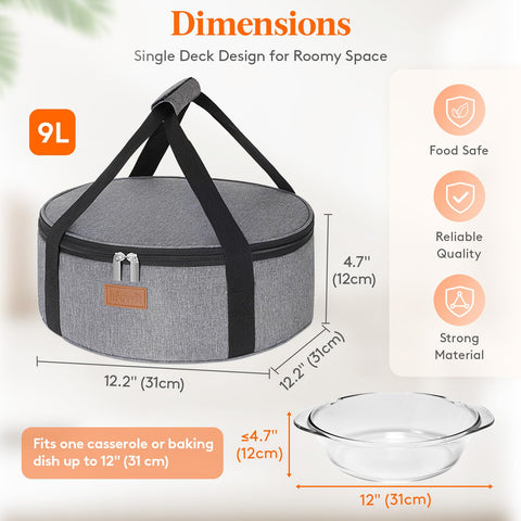 Lifewit pie and casserole carrier with cross straps prevents movement during transit