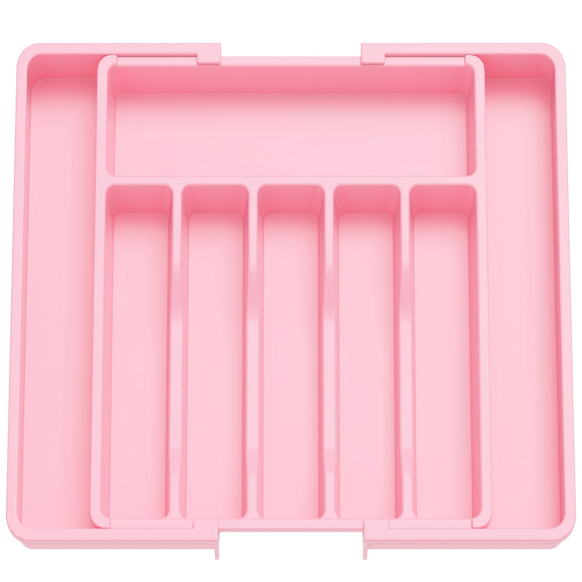 Lifewit pink expandable silverware drawer organizer fully expanded for easy utensil access