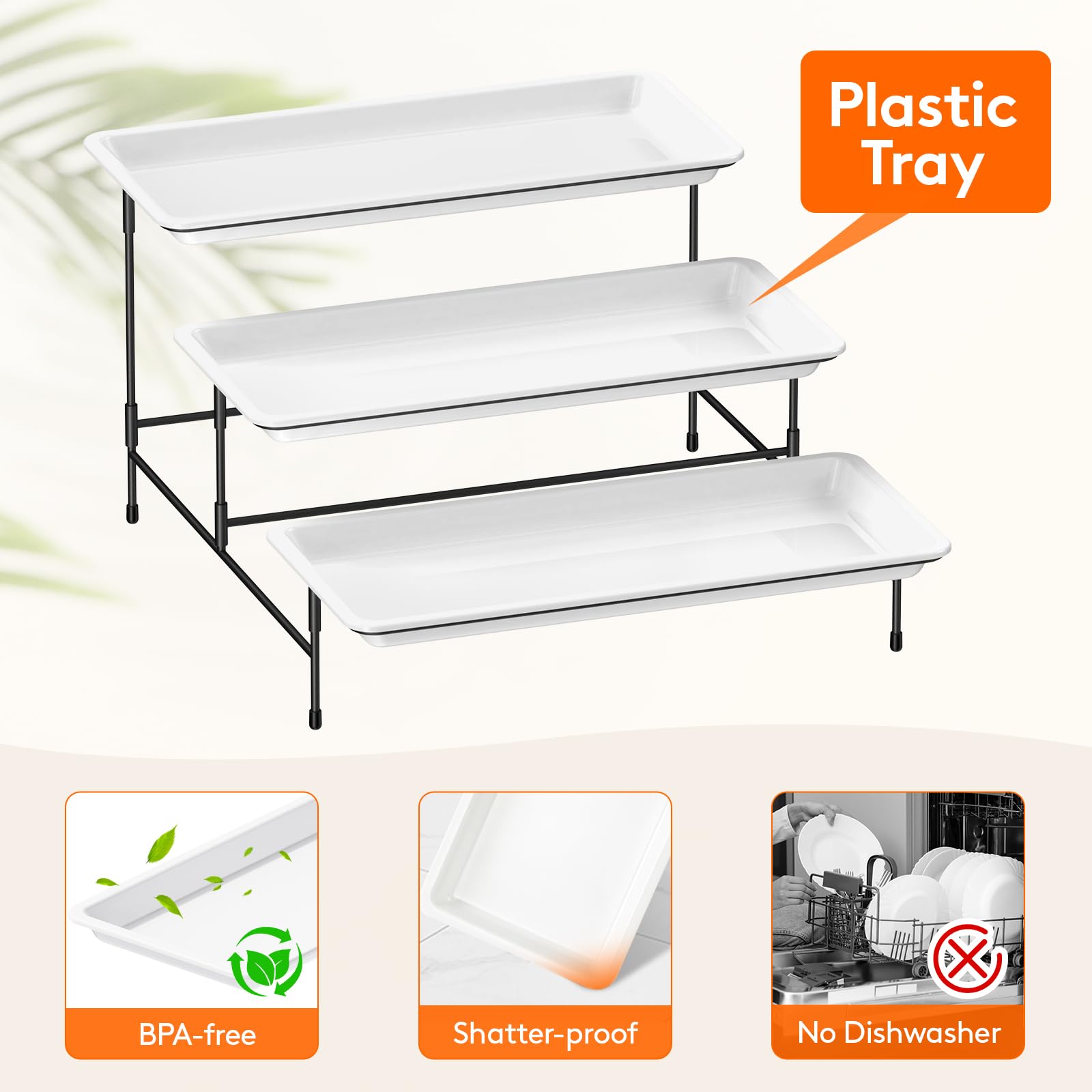 Lifewit plastic tray set presents cheeses and fruits with easy cleaning.