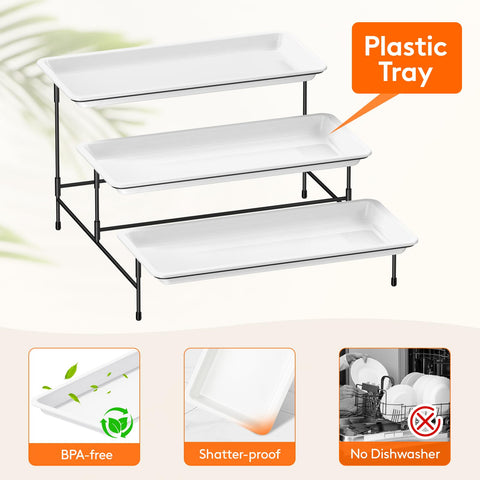Lifewit plastic tray set presents cheeses and fruits with easy cleaning.
