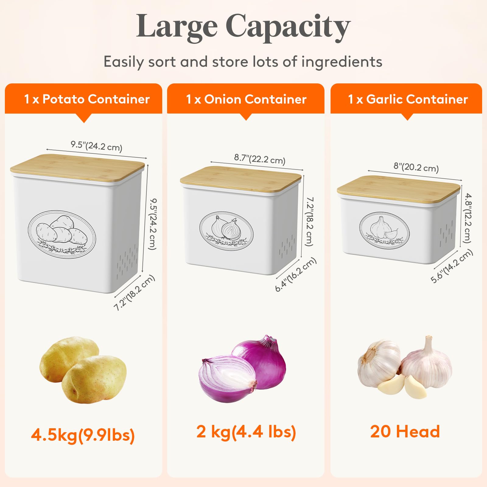 Lifewit potato storage bin vented side detail supports airflow for freshness.