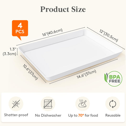 Lifewit rectangular platter with 1.3-inch raised edge to keep foods secure
