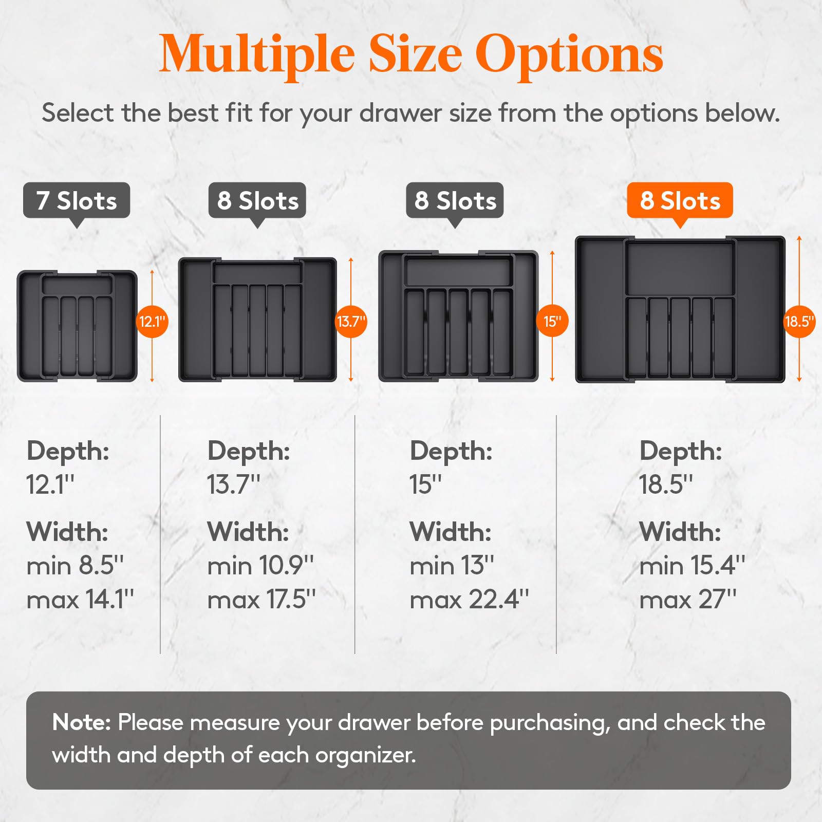Lifewit retractable tray shows adjustable width for a custom fit