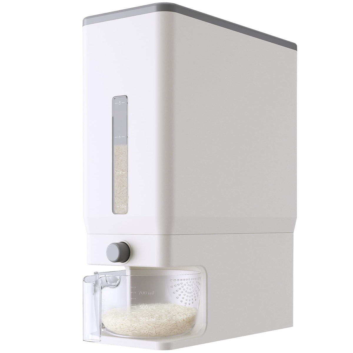 Lifewit rice container shows 25.4 lb capacity for bulk storage and freshness.