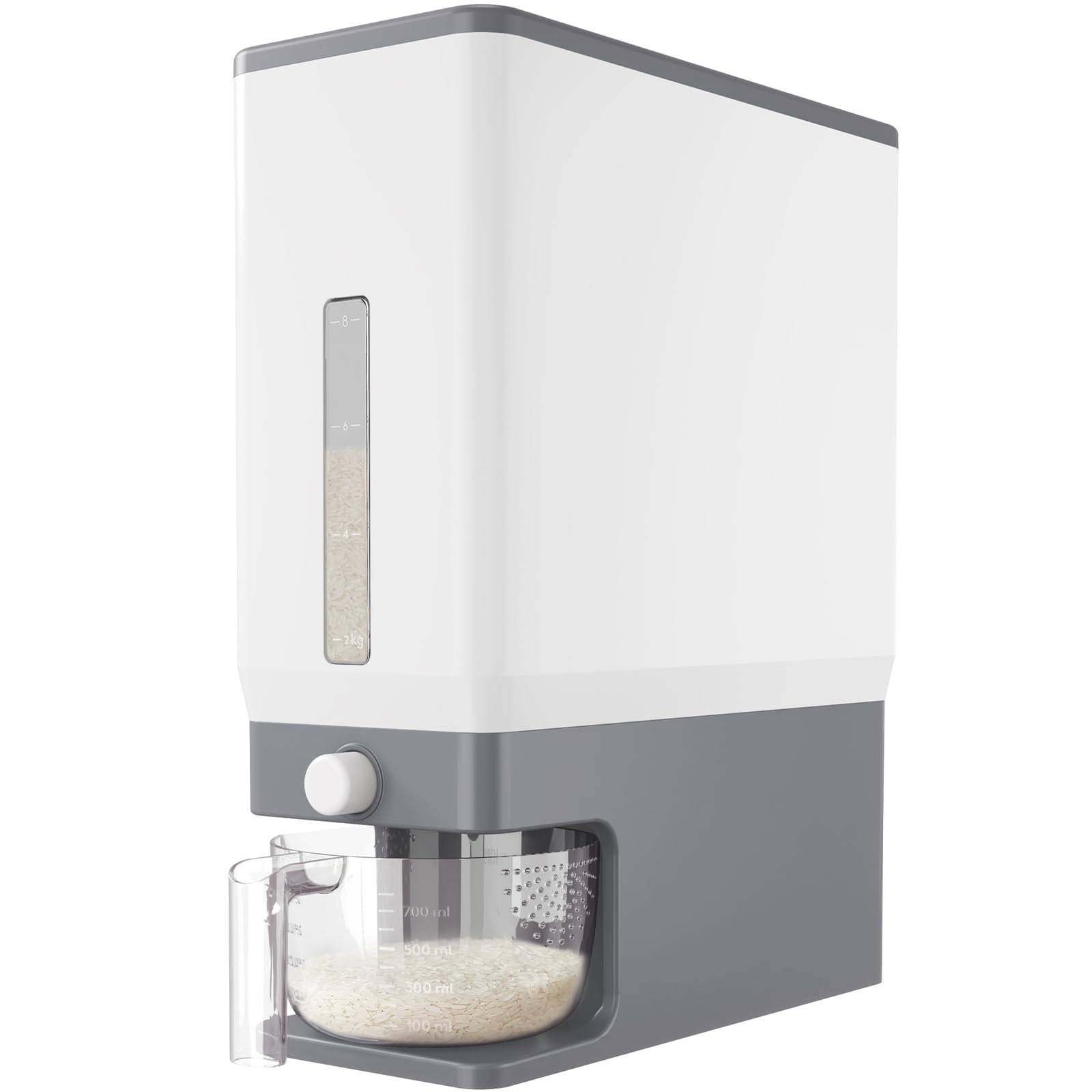 Lifewit rice dispenser displaying full 25 lb capacity for pantry storage.