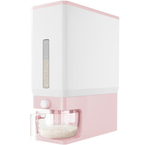Lifewit rice dispenser front view showing generous 25 lb capacity for pantry storage.