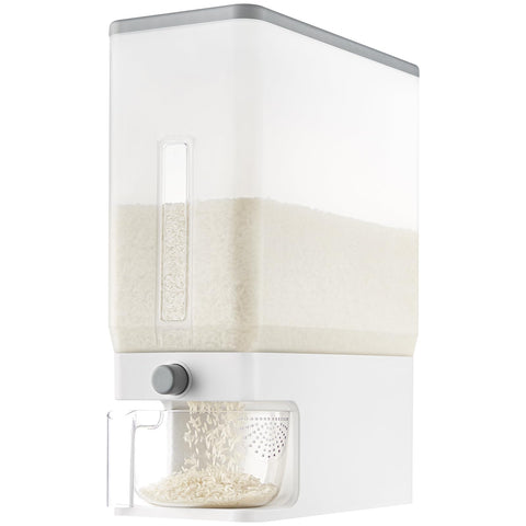 Lifewit rice dispenser with 25 lbs capacity and clear measurement marks.