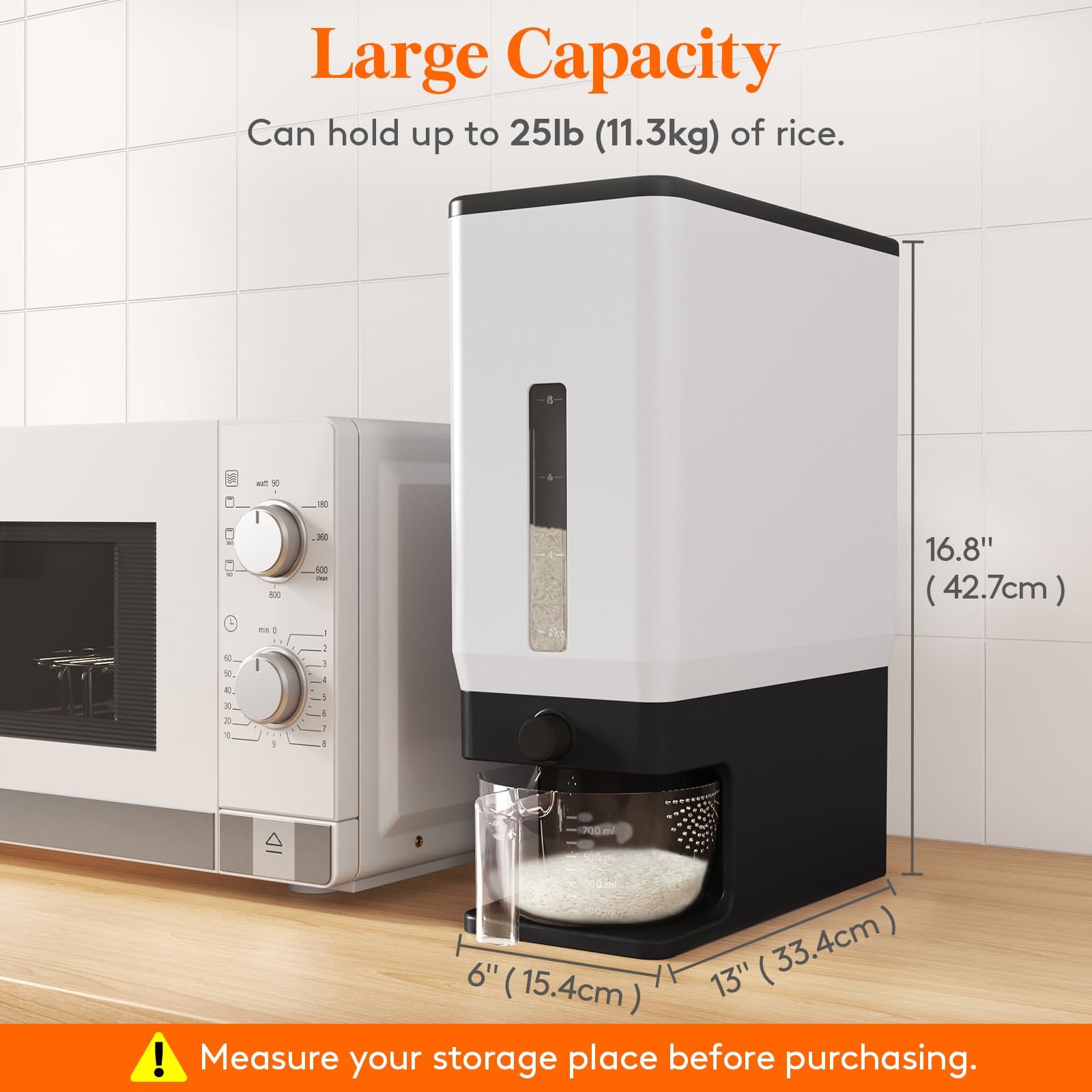 Lifewit rice dispenser smell-proof design helps keep kitchen odors under control.
