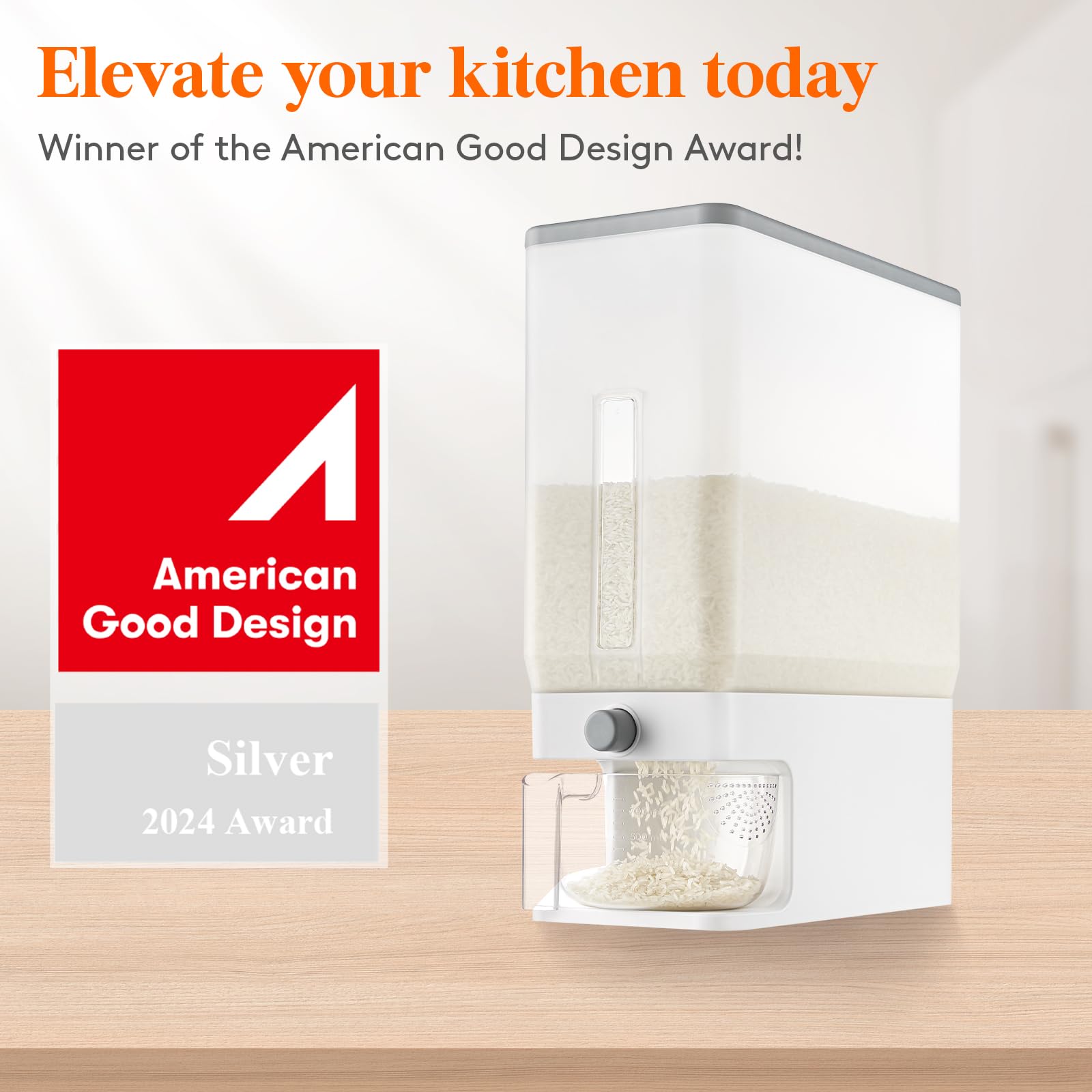 Lifewit sealed rice container in premium PP for dust and moisture protection.