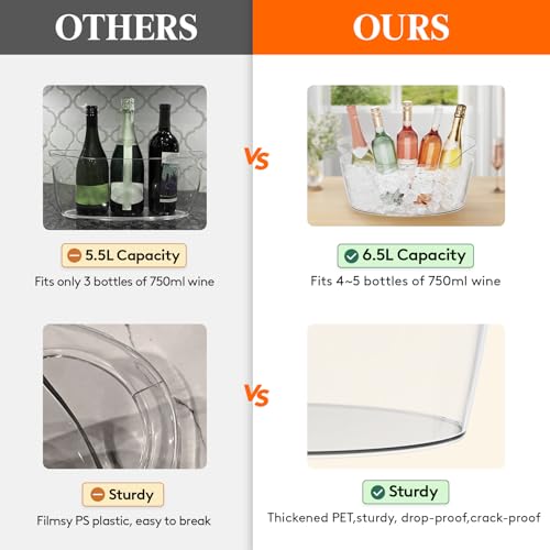 Lifewit rust-free plastic ice bucket designed for long-term use