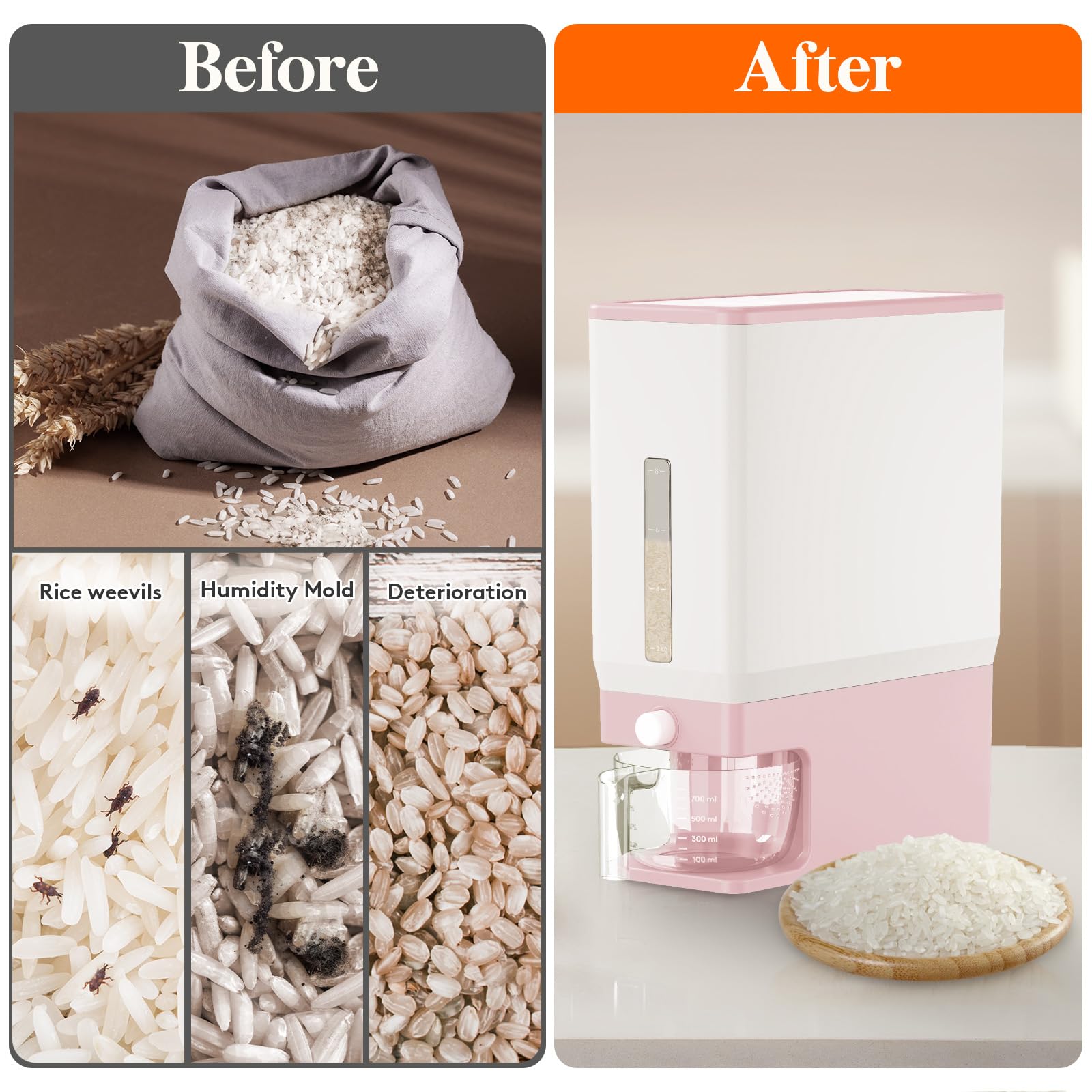 Lifewit sealing ring emphasizes reliable airtight seal to keep grains fresh.