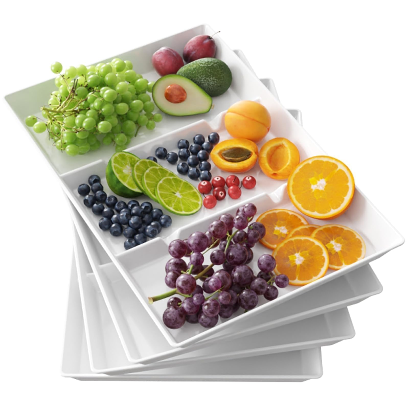 Lifewit divided serving tray set with four compartments for appetizers.