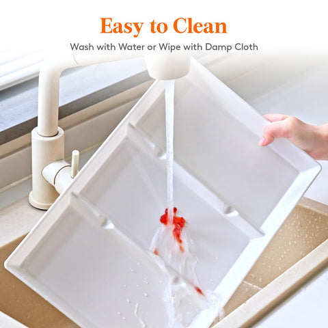 Lifewit white plastic tray BPA-free for safe food serving.