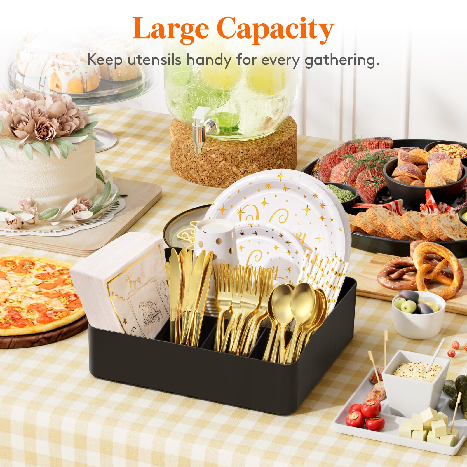 Lifewit silverware caddy with open-top design for easy access to flatware.