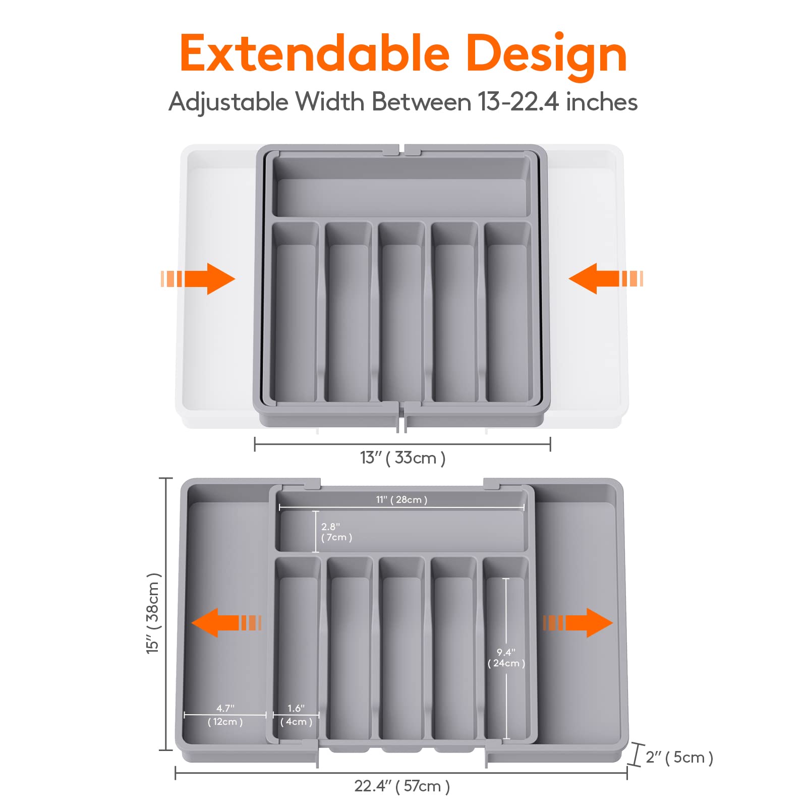 Lifewit silverware drawer compartments six to eight, keeping spoons, forks, and knives neatly separated.