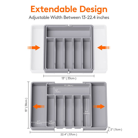 Lifewit silverware drawer compartments six to eight, keeping spoons, forks, and knives neatly separated.