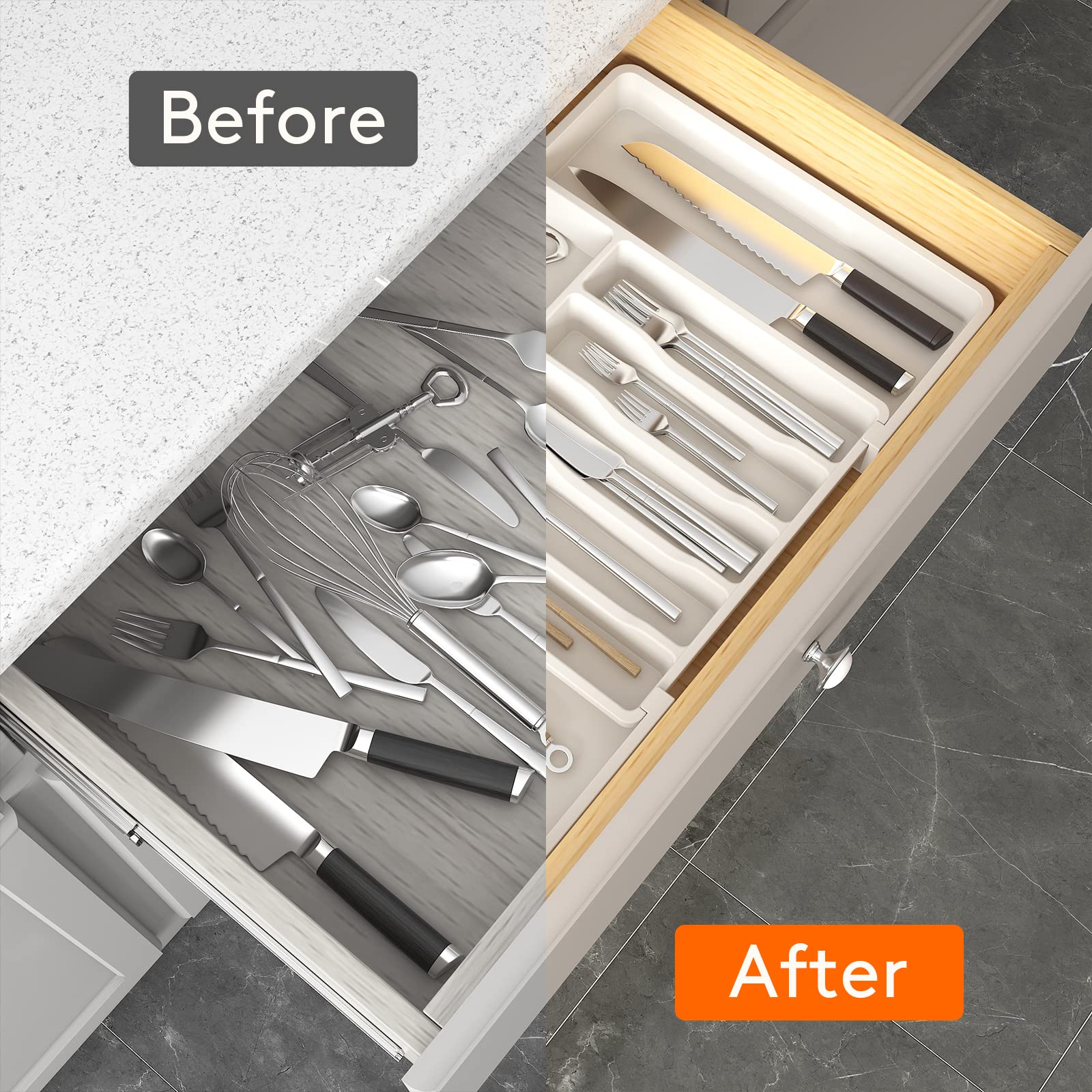 Lifewit BPA-free drawer organizer crafted from safe PP for worry-free storage.