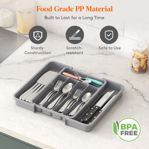 Lifewit drawer organizer demonstrates easy access in a busy kitchen
