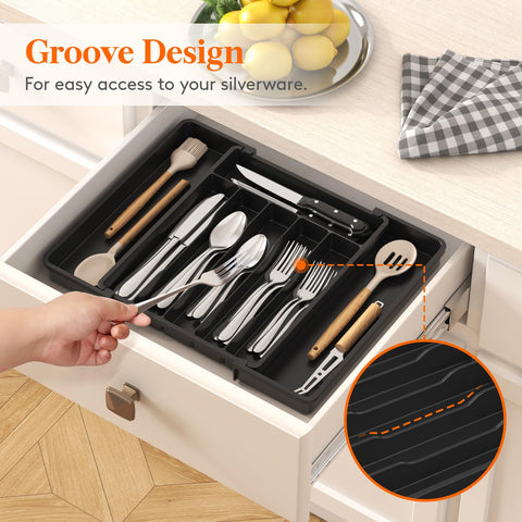 Lifewit silverware tray supports efficient drawer organization with six to eight compartments.
