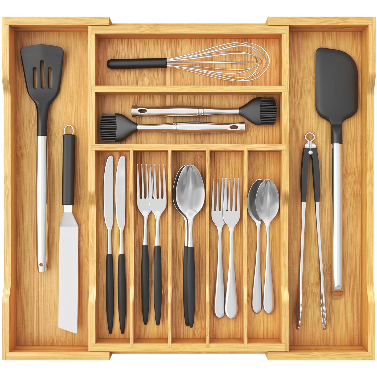 Lifewit silverware drawer organizer expandable 12–21 inches keeps utensils neatly organized
