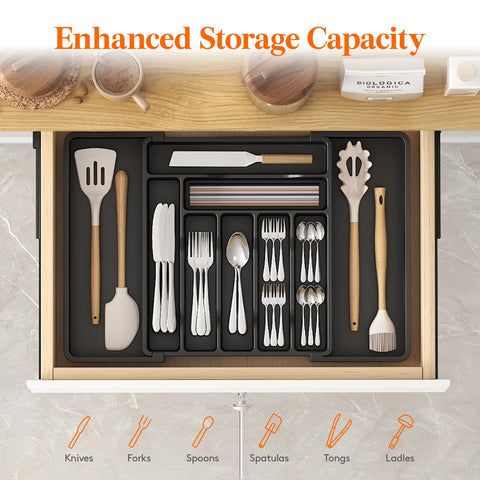 Lifewit silverware drawer organizer expanded to 22.4 inches for larger drawers.