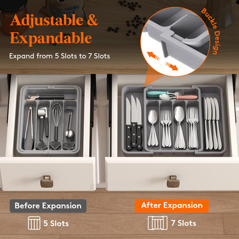Lifewit organizer with five to seven compartments for cutlery