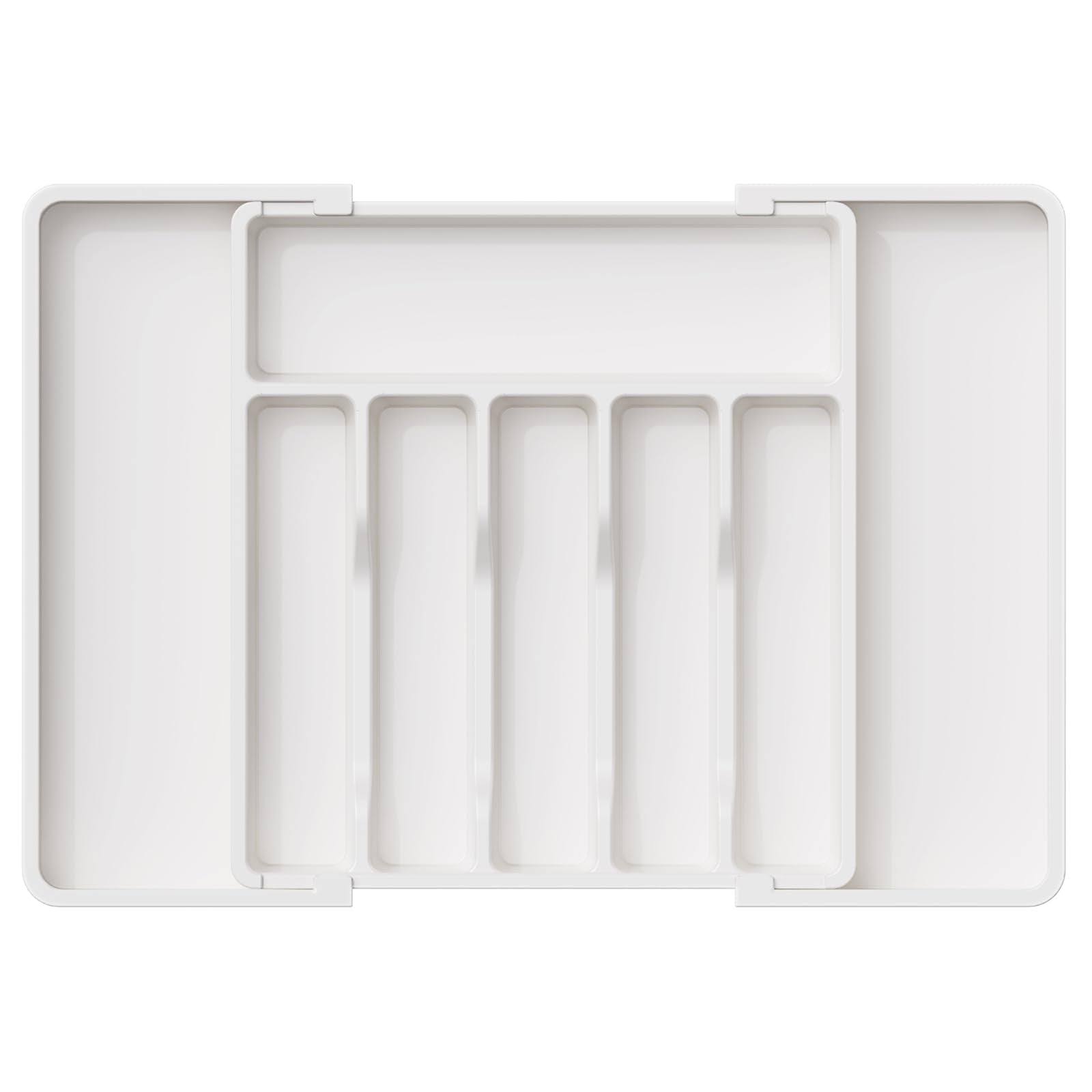 Lifewit silverware drawer organizer folded-compact stores utensils neatly in small drawers.
