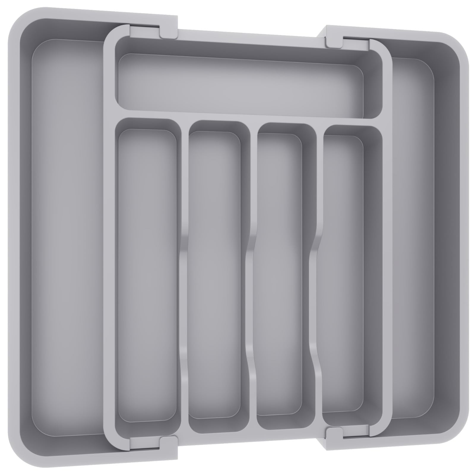 Lifewit silverware drawer organizer fully expanded showing organized utensils
