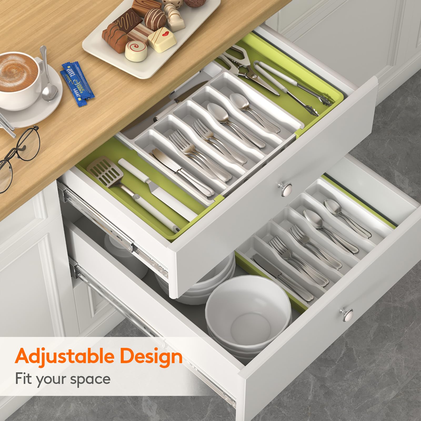 Green and white Lifewit organizer fits modern kitchens