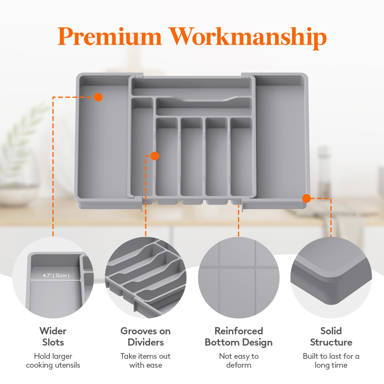 Lifewit groove design offers easy access to utensils at a glance.