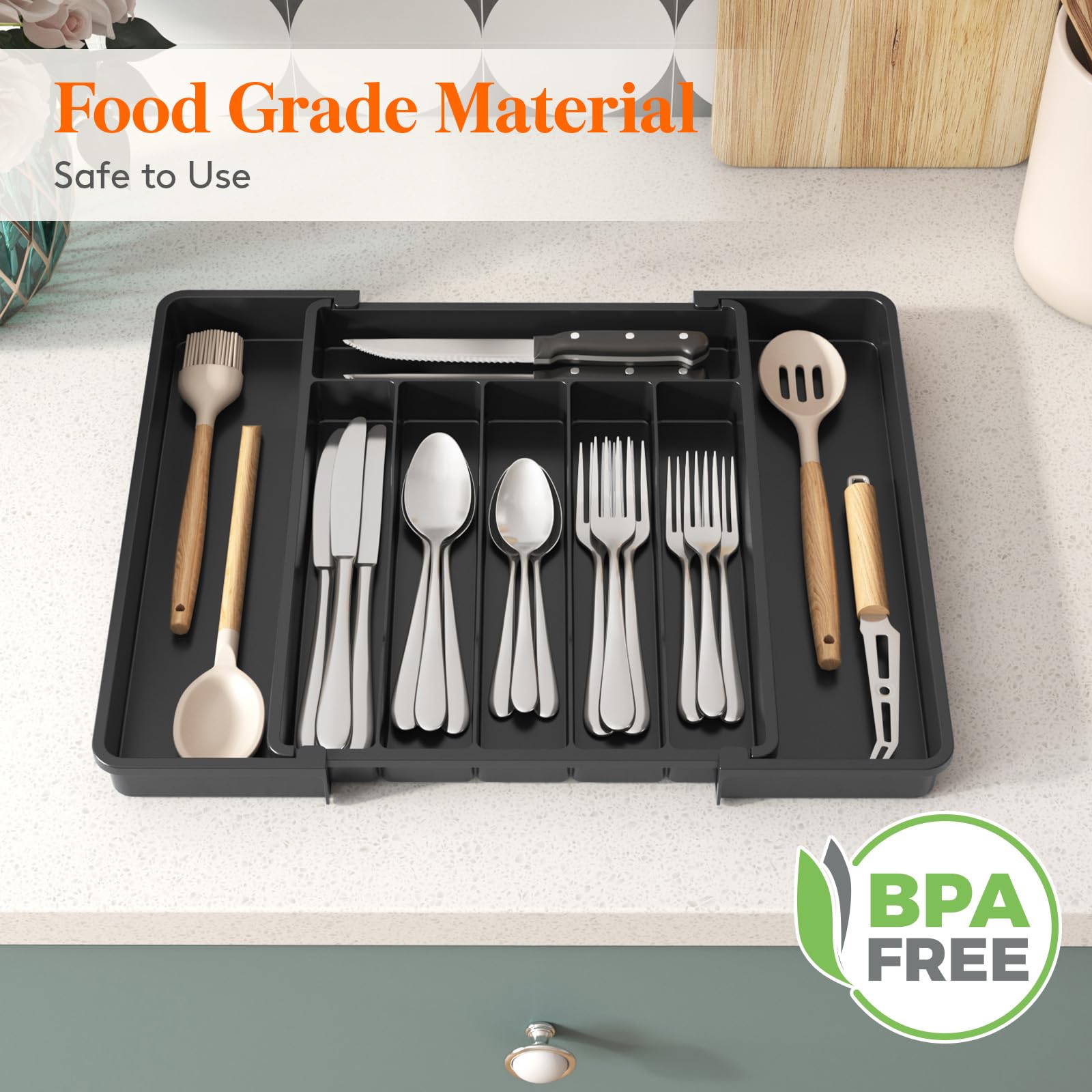 Lifewit kitchen organizer helps keep utensils tidy during meal prep.