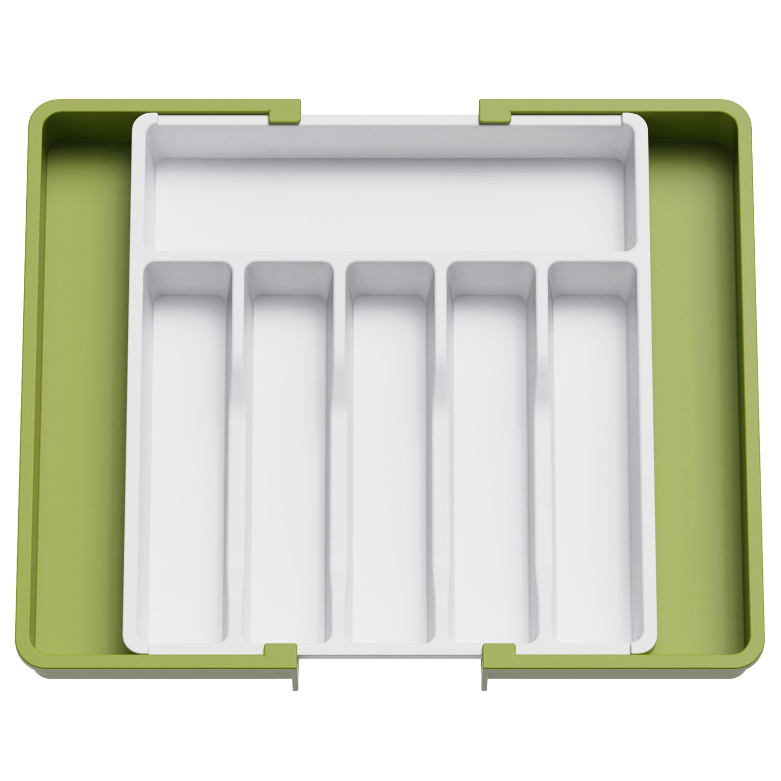 Lifewit Silverware Drawer Organizer with left panel extended for extra utensil storage
